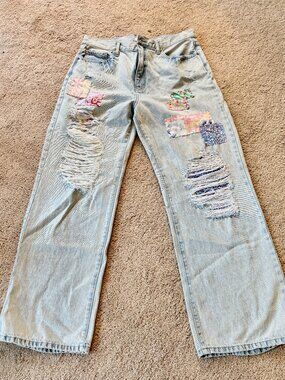 Handmade Patched Jeans Waist 31